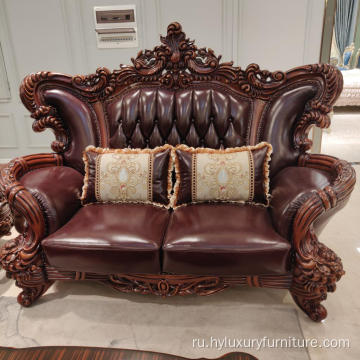 Фабричный кожаный диван в европейском стиле
